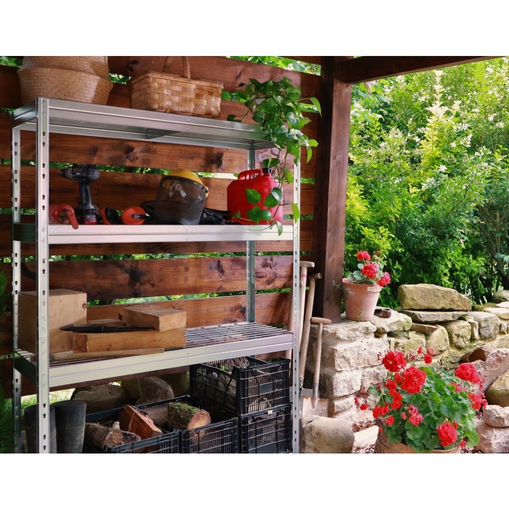 Produktabbildung Nr. 6: Outdoor-Weitspannregal mit Gitterböden, HxBxT 1.800 x 1.200 x 450 mm