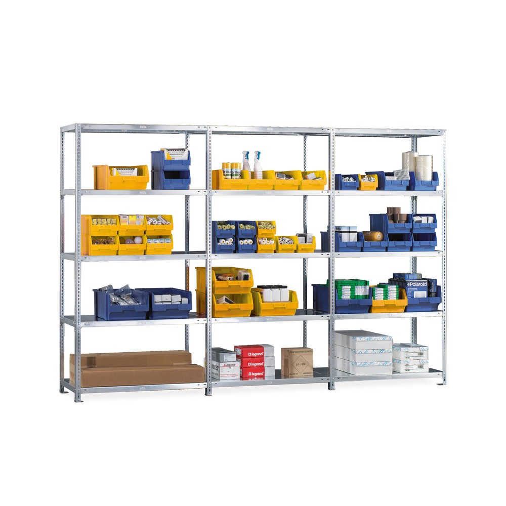Illustration du produit: Paquet complet rayonnage à tablettes META système de vissage, FL 80 kg, galvanisé, H x l x P 2 000 x 3 000 x 400 mm