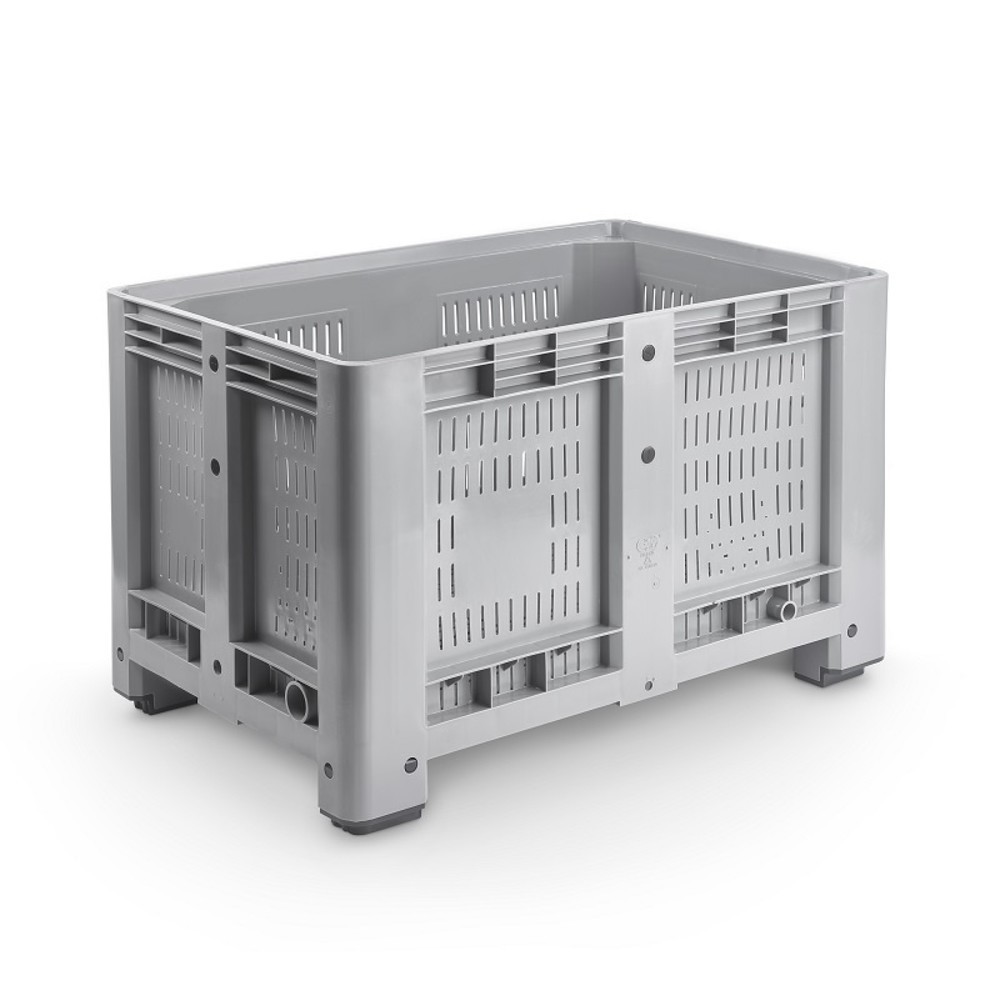 Produktabbildung: Palettenbox M, 1200x800x760 mm, durchbrochen, mit 4 Füssen