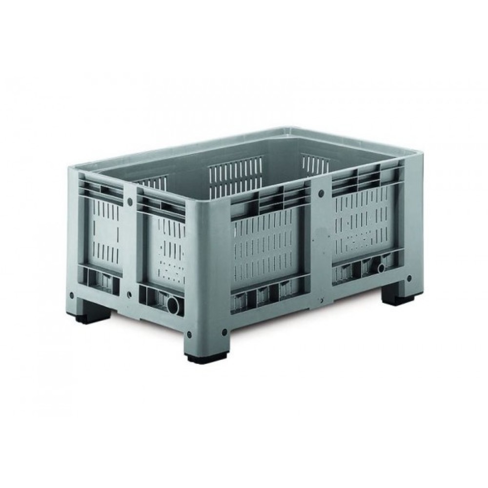 Produktabbildung: Palettenbox M, 1200x800x580 mm, durchbrochen, mit 4 Füssen