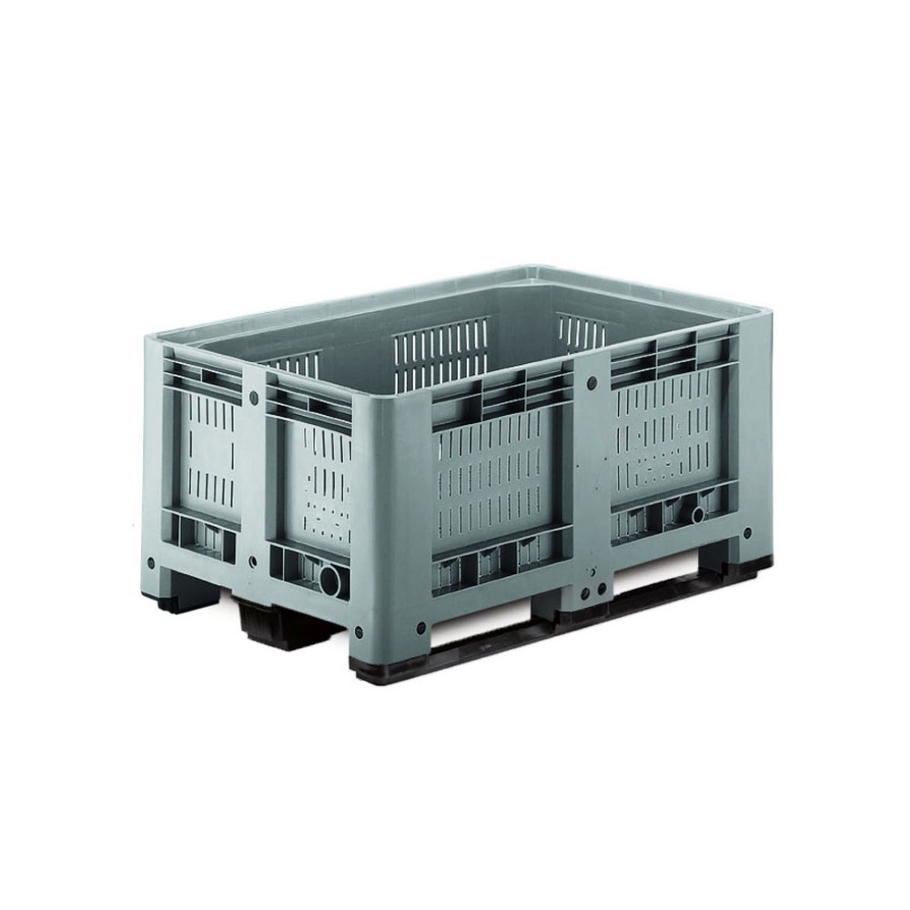 Produktabbildung: Palettenbox M, 1200x800x600 mm, durchbrochen, mit 3 Kufen