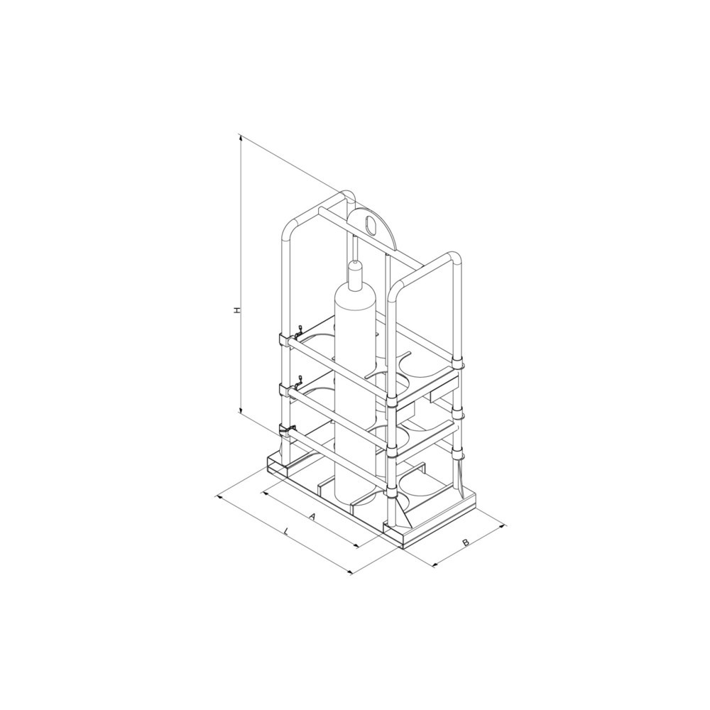 Produktabbildung Nr. 2: Panier pour bouteilles de gaz Eichinger®, 6 bouteilles ø 250 mm, gris anthracite