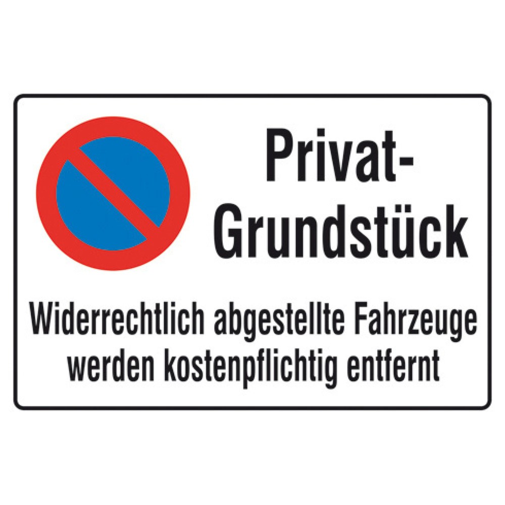 Illustration du produit: Panneau d’interdiction de stationner « Terrain privé », aluminium gaufré
