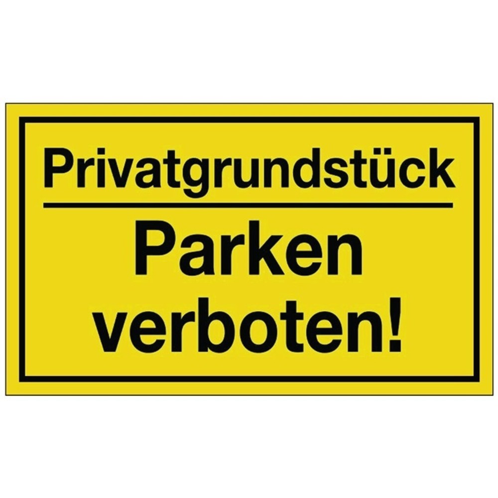 Illustration du produit: Panneau de signalisation, L250xl150 mm jaune noir, Privatgrundstück / Parken verboten !, plastique