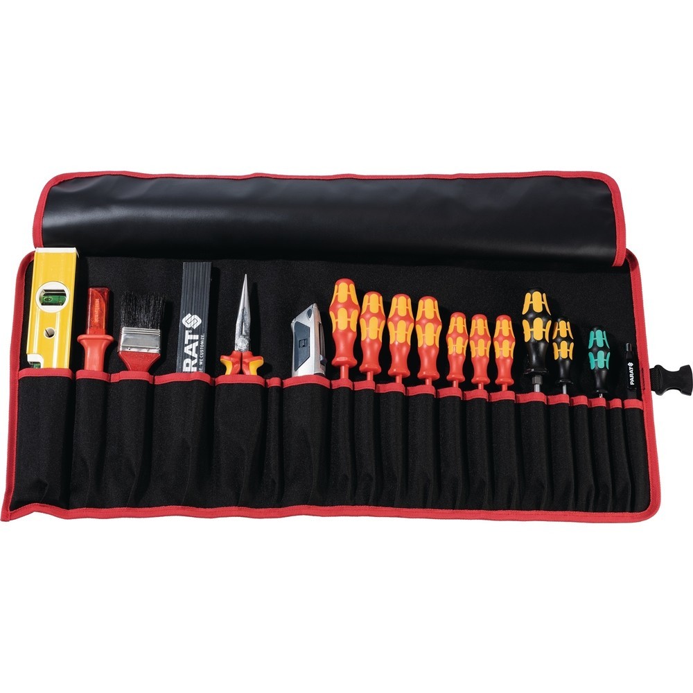 Produktabbildung: Werkzeugrolltasche 15 Fächer B670xH330mm Nylon schwarz/rot PARAT