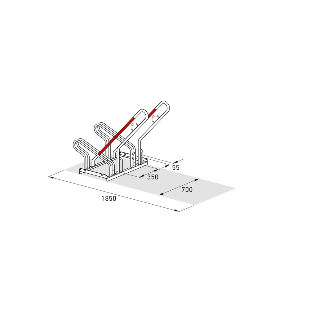 Produktabbildung Nr. 8: wsm® Parc à vélo, stationnement d’1 côté, 2 emplacements, écart entre les roues 350 mm