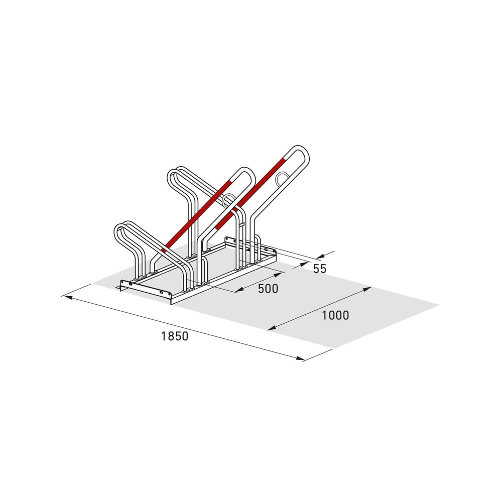 N° de l'image du produit 8 : Parc à vélo, stationnement d’1 côté, 2 emplacements, écart entre les roues 500 mm