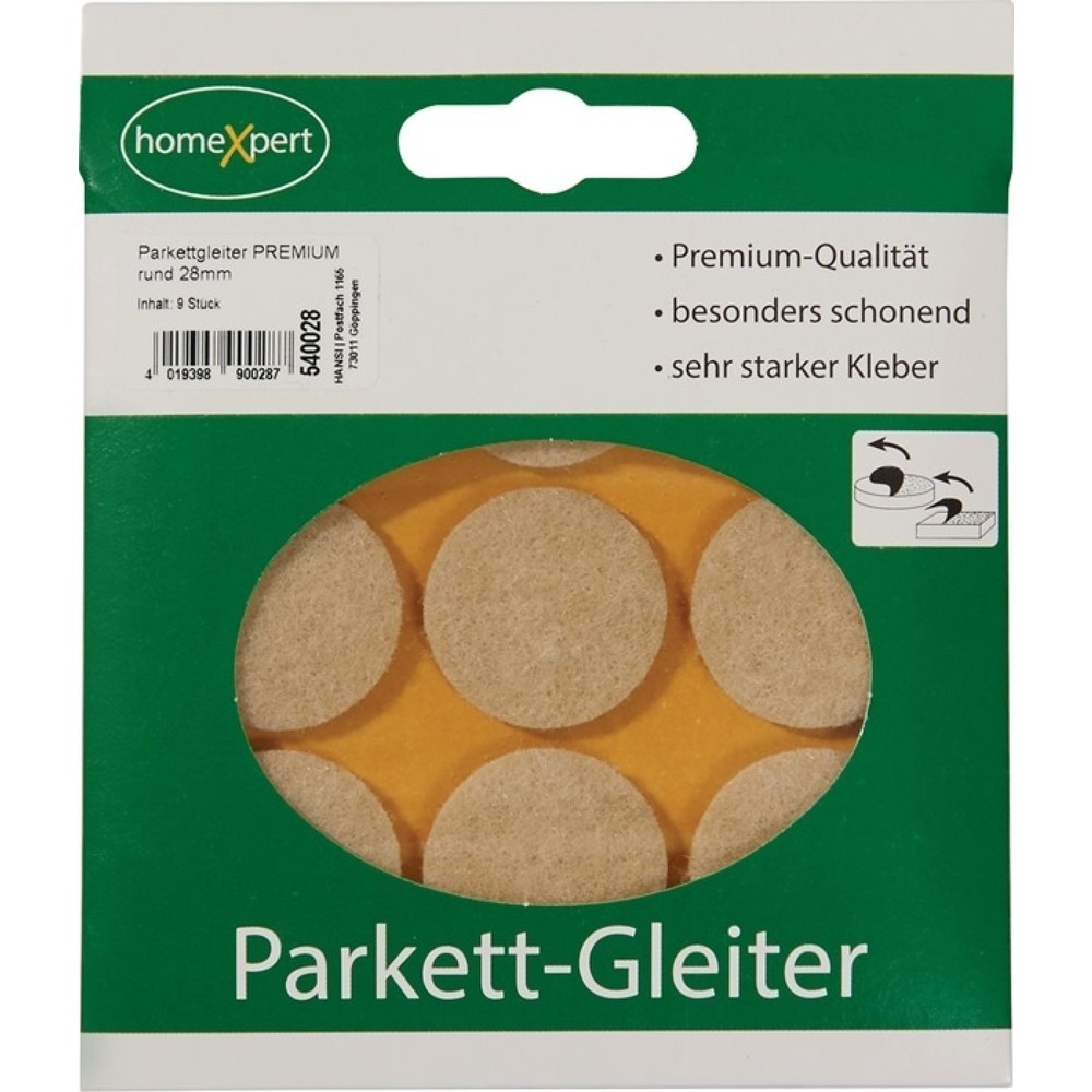 Produktabbildung: Parkettgleiter Premium, Filz natur rund, 28 mm, selbstklebend