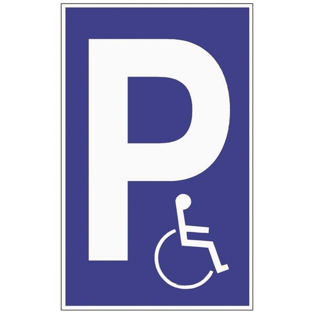 Produktabbildung: Parkplatzbeschilderung, L250xB400 mm, Parken für Behinderte, Kunststoff blau/weiss
