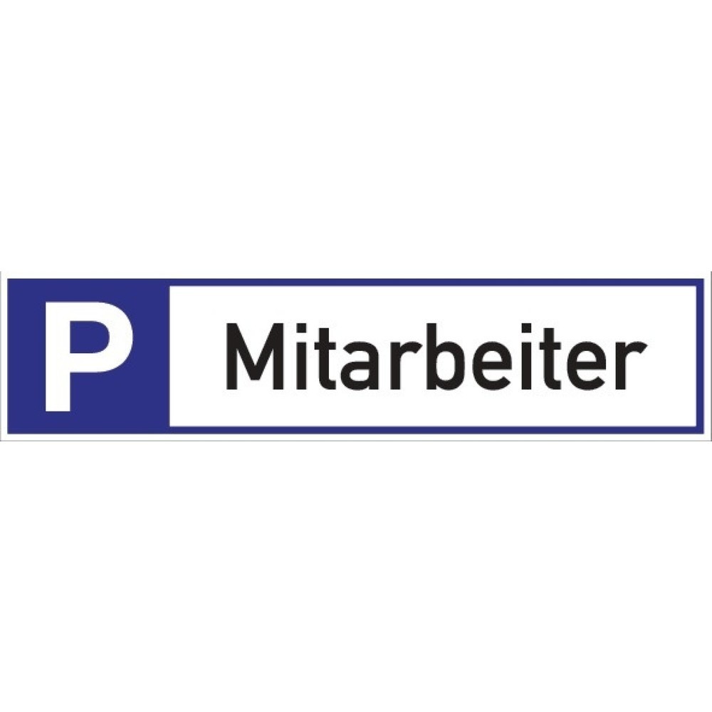 Produktabbildung: Parkplatzbeschilderung, L460xB110 mm, Parkplatz für Mitarbeiter, Aluminium weiss/blau/schwarz