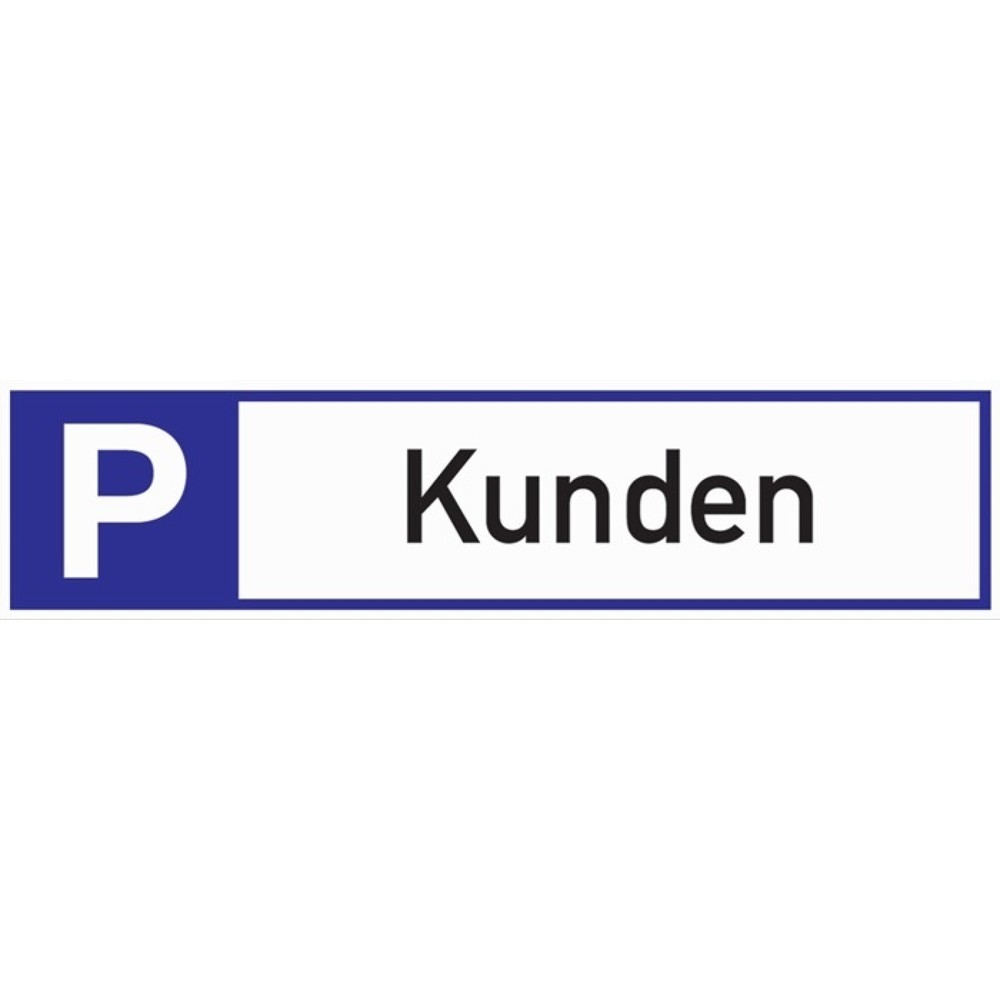 Produktabbildung: Parkplatzbeschilderung, L460xB110 mm, Parkplatz für Kunden, Aluminium weiss/blau/schwarz