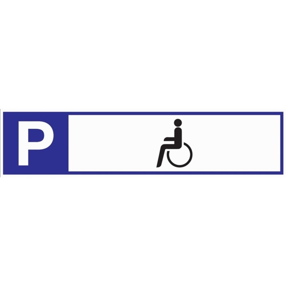 Produktabbildung: Parkplatzbeschilderung, L460xB110 mm, Parkplatz für Behinderte, Aluminium weiss/blau/schwarz