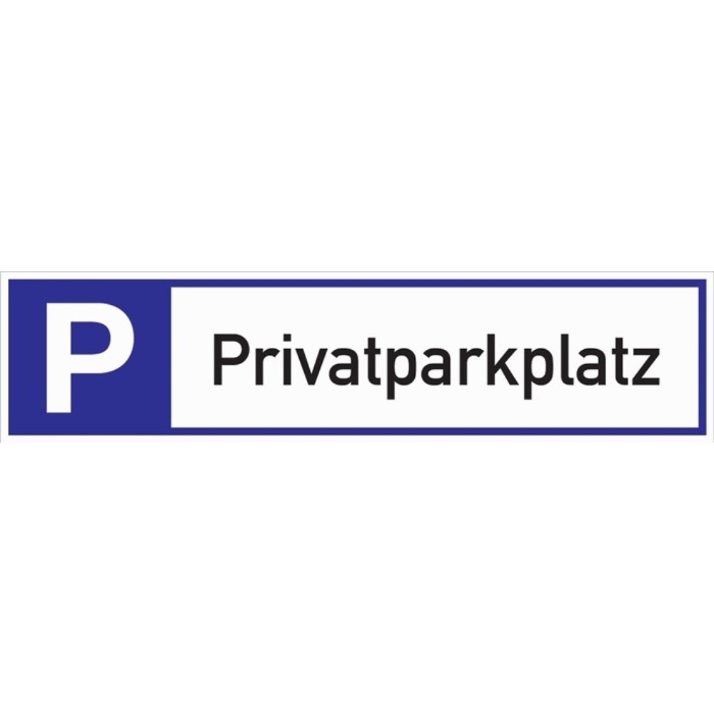 Produktabbildung: Parkplatzbeschilderung, L460xB110 mm, Privatparkplatz, Aluminium weiss/blau/schwarz
