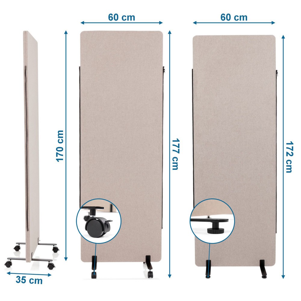 Produktabbildung Nr. 5: Système de parois de séparation mobiles acoustiques hjh OFFICE FLEXMIUT, lot de 2, taupe