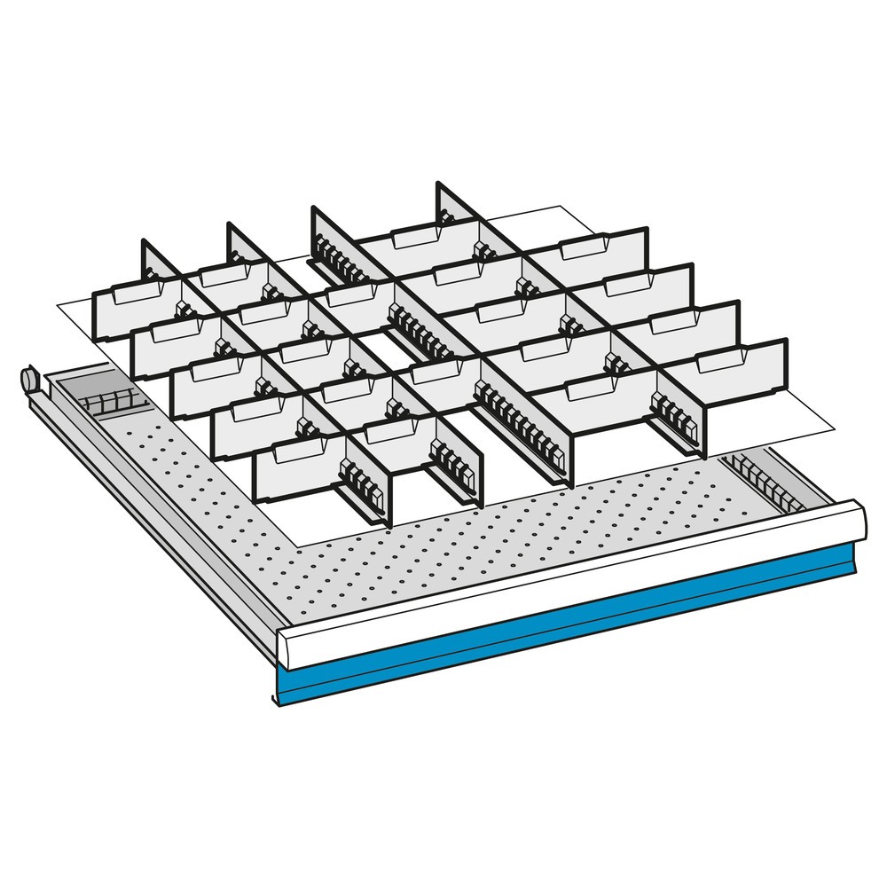 Produktabbildung Nr. 3: Paroi de séparation pour armoires à tiroirs LISTA, 4 parois à fentes, 21 plaquettes de séparation, pour hauteur 75 mm
