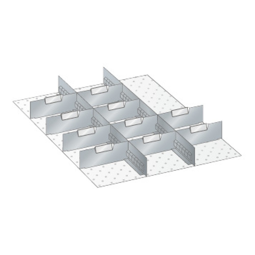 Illustration du produit: Parois enfichables et cloisons de séparation pour armoires LISTA, 2 parois à fentes, 10 plaquettes de séparation, pour hauteur de façade 75 mm