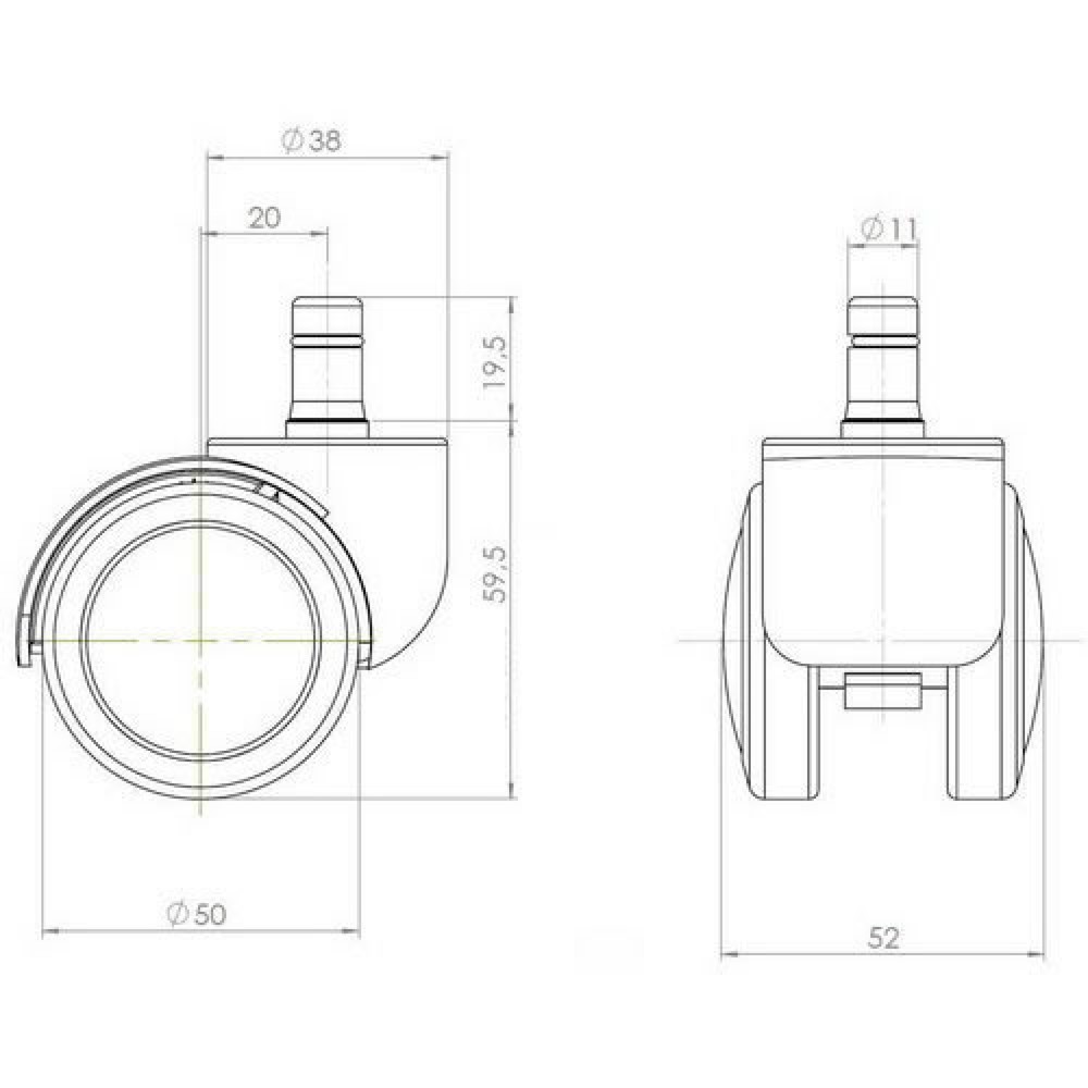 Produktabbildung Nr. 4: 5x roulettes pour sols durs hjh OFFICE ROLO 11mm / 50mm Roulettes de chaise de bureau pour sols durs, (lot de 5)