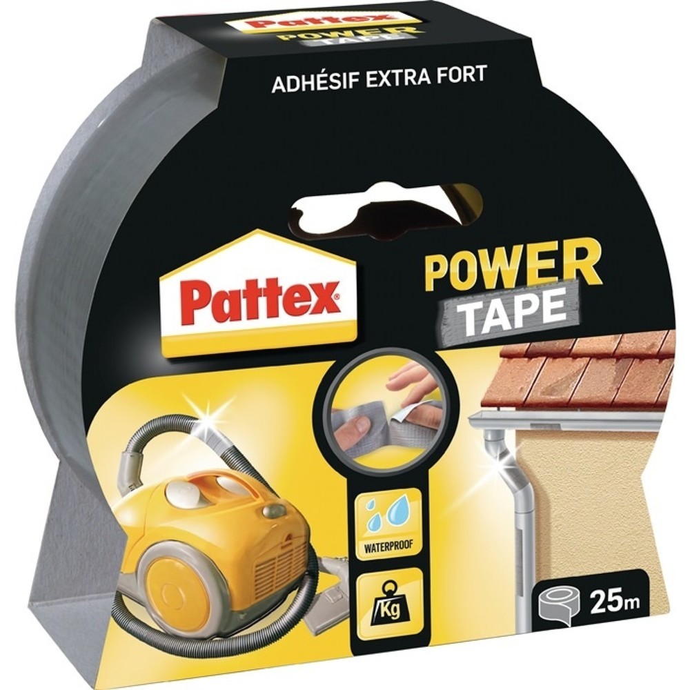 Illustration du produit: PATTEX Ruban toilé Power-Tape, longueur 25 m, largeur 50 mm, gris argenté, rouleau