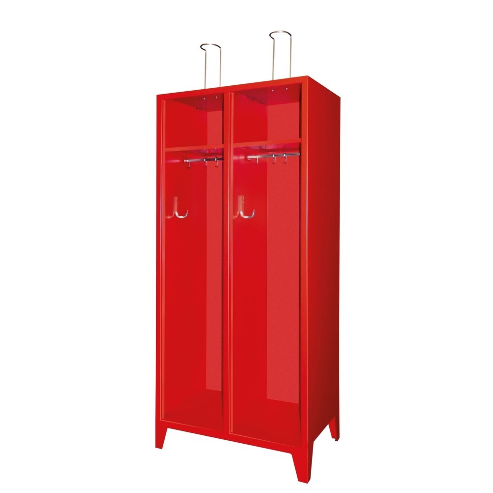Produktabbildung Nr. 2: PAVOY Feuerwehrschrank mit Edelstahl-Helmhalter, Füsse, 2tlg., AB 400, offenes Ablagefach