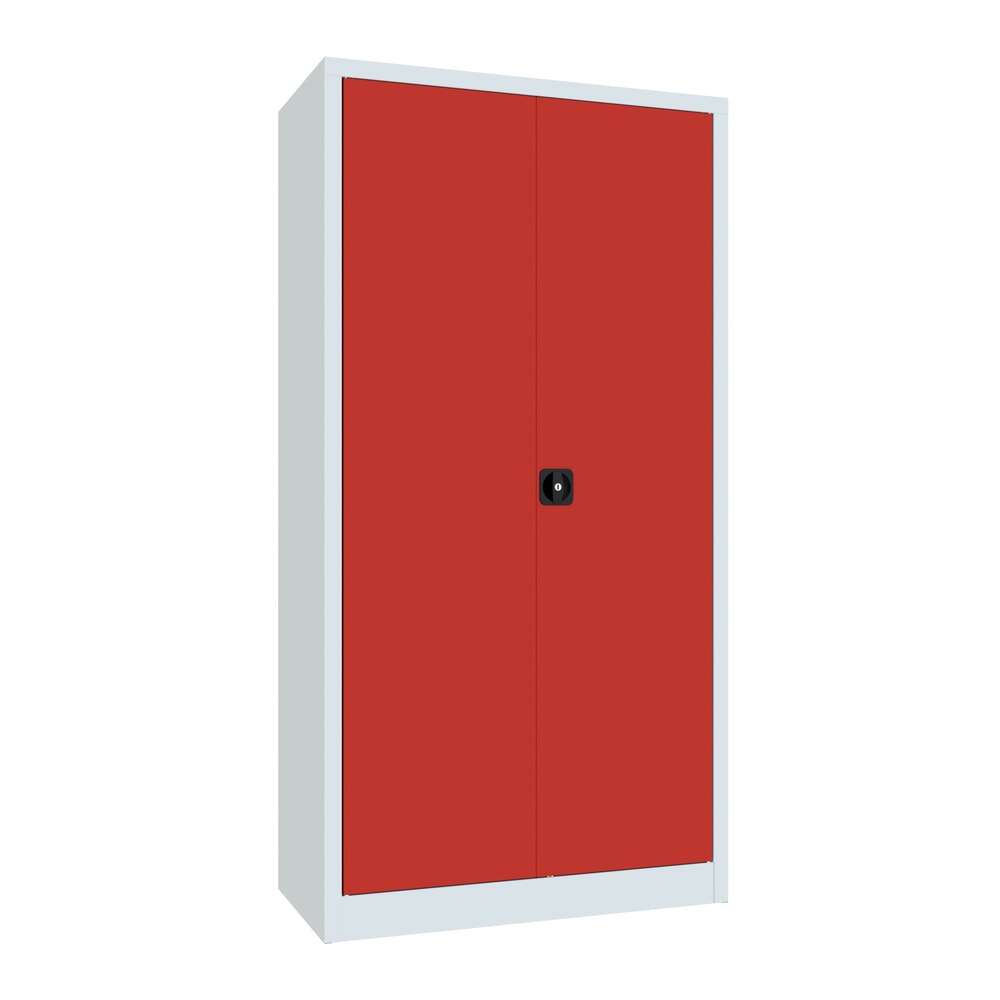 Produktabbildung: PAVOY Grossraum-Flügeltürschrank, 4 Fachböden, HxBxT 1.950 x 1.000 x 500 mm, feuerrot, lichtgrau