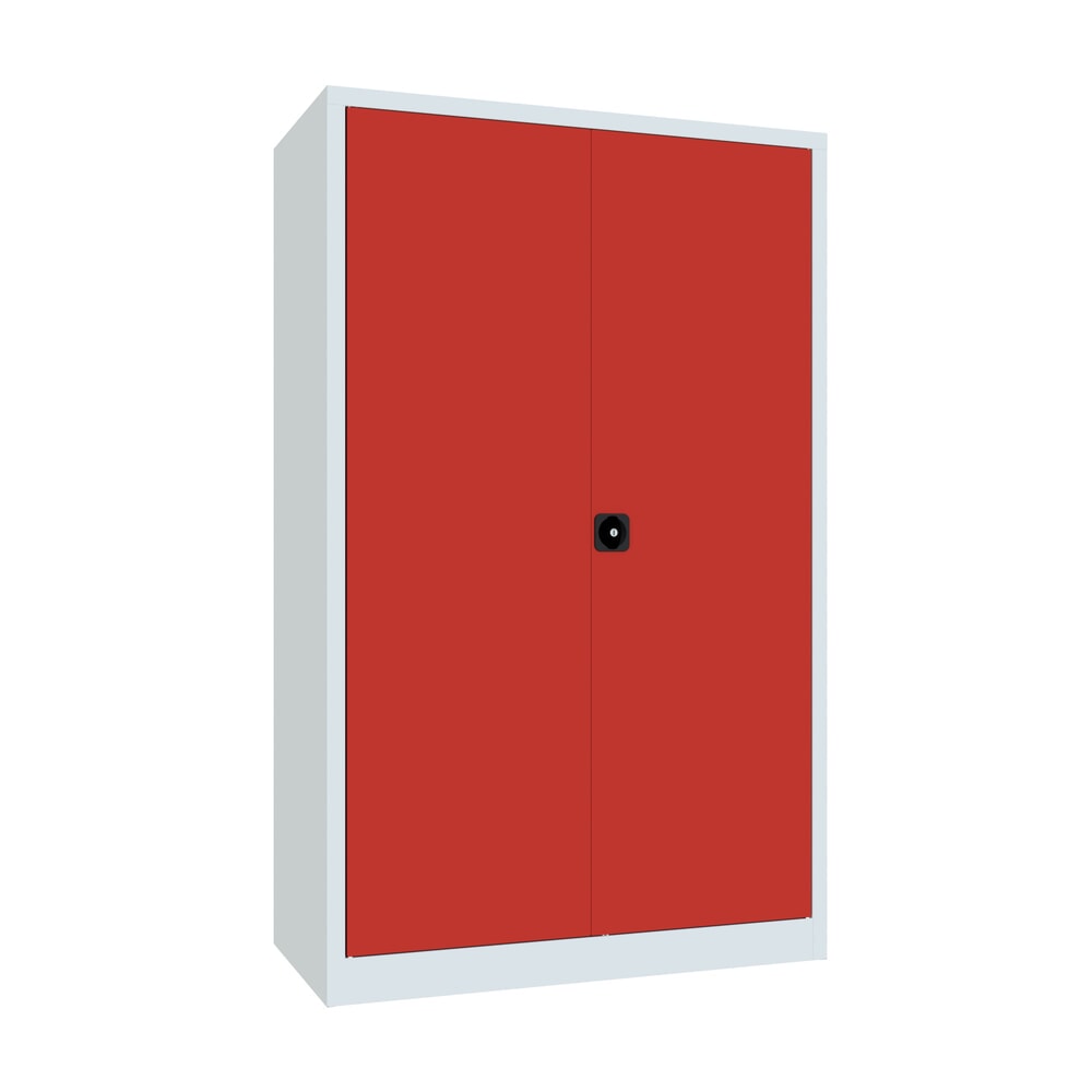 Produktabbildung: PAVOY Grossraum-Flügeltürschrank, 4 Fachböden, HxBxT 1.950 x 1.200 x 600 mm, feuerrot, lichtgrau