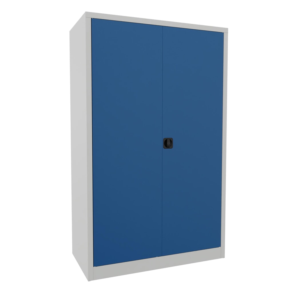 Produktabbildung: PAVOY Grossraum-Flügeltürschrank, 4 Fachböden, HxBxT 1.950 x 1.200 x 600 mm, enzianblau, lichtgrau