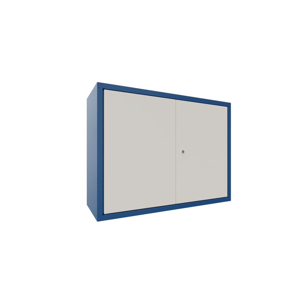 PAVOY Hängeschrank, HxBxT 600 x 800 x 300 mm, reinweiss, enzianblau Produktabbildung: PAVOY Hängeschrank, HxBxT 600 x 800 x 300 mm, reinweiss, enzianblau
