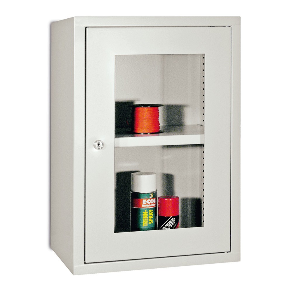 Produktabbildung: PAVOY Hängeschrank mit Sichtfenster, HxBxT 600 x 400 x 300 mm, reinweiss, anthrazitgrau