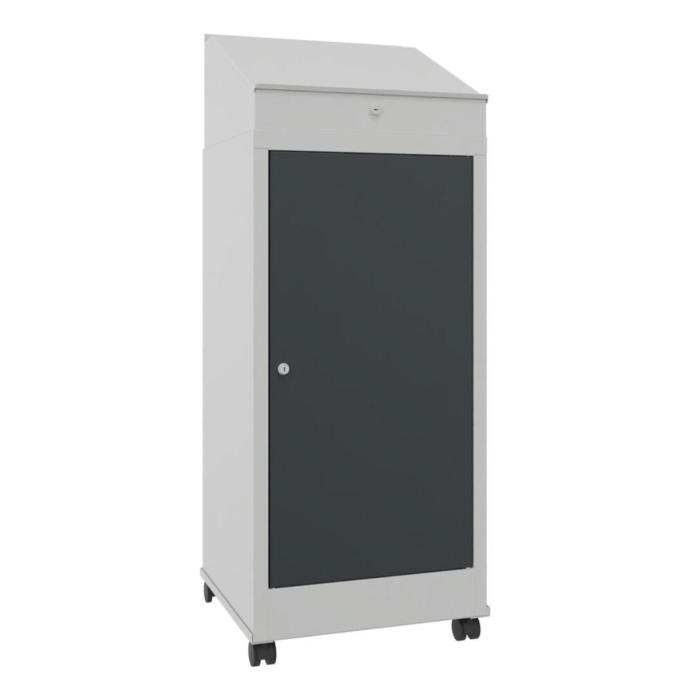 Produktabbildung: PAVOY Industrie-Stehpult, mobil, HxBxT 1.330 x 500 x 500 mm, 1 Ausziehboden, 1 Schublade, lichtgrau, anthrazitgrau