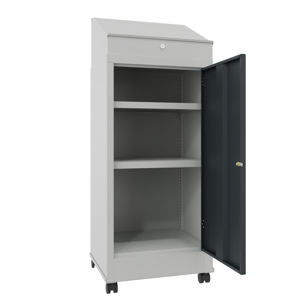 Produktabbildung Nr. 2: PAVOY Industrie-Stehpult, mobil, HxBxT 1.330 x 500 x 500 mm, 2 Einlegeböden, lichtgrau, anthrazitgrau