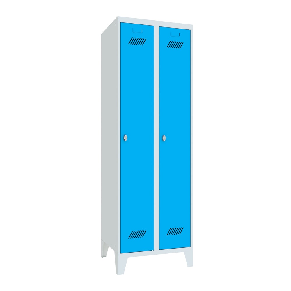 Produktabbildung: PAVOY Kleiderspind mit Füssen + Drehriegelverschluss, 2 Abteile, HxBxT 1.850 x 600 x 500 mm, lichtblau, lichtgrau