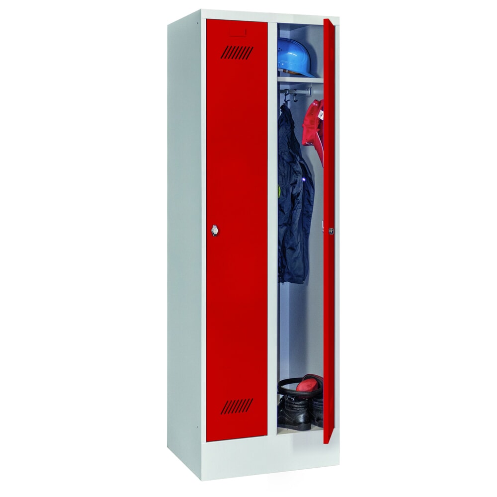 Produktabbildung Nr. 2: PAVOY  Kleiderspind mit Sockel + Drehriegelverschluss, 2 Abteile, HxBxT 1.850 x 600 x 500 mm, feuerrot, lichtgrau