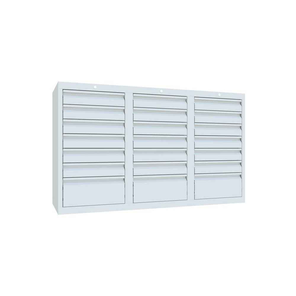 Produktabbildung Nr. 5: PAVOY Leichter Schubladenschrank, Gleitführung, Schubladen 18x100 + 3x200 mm, Breite 1.500 mm, lichtgrau, lichtgrau