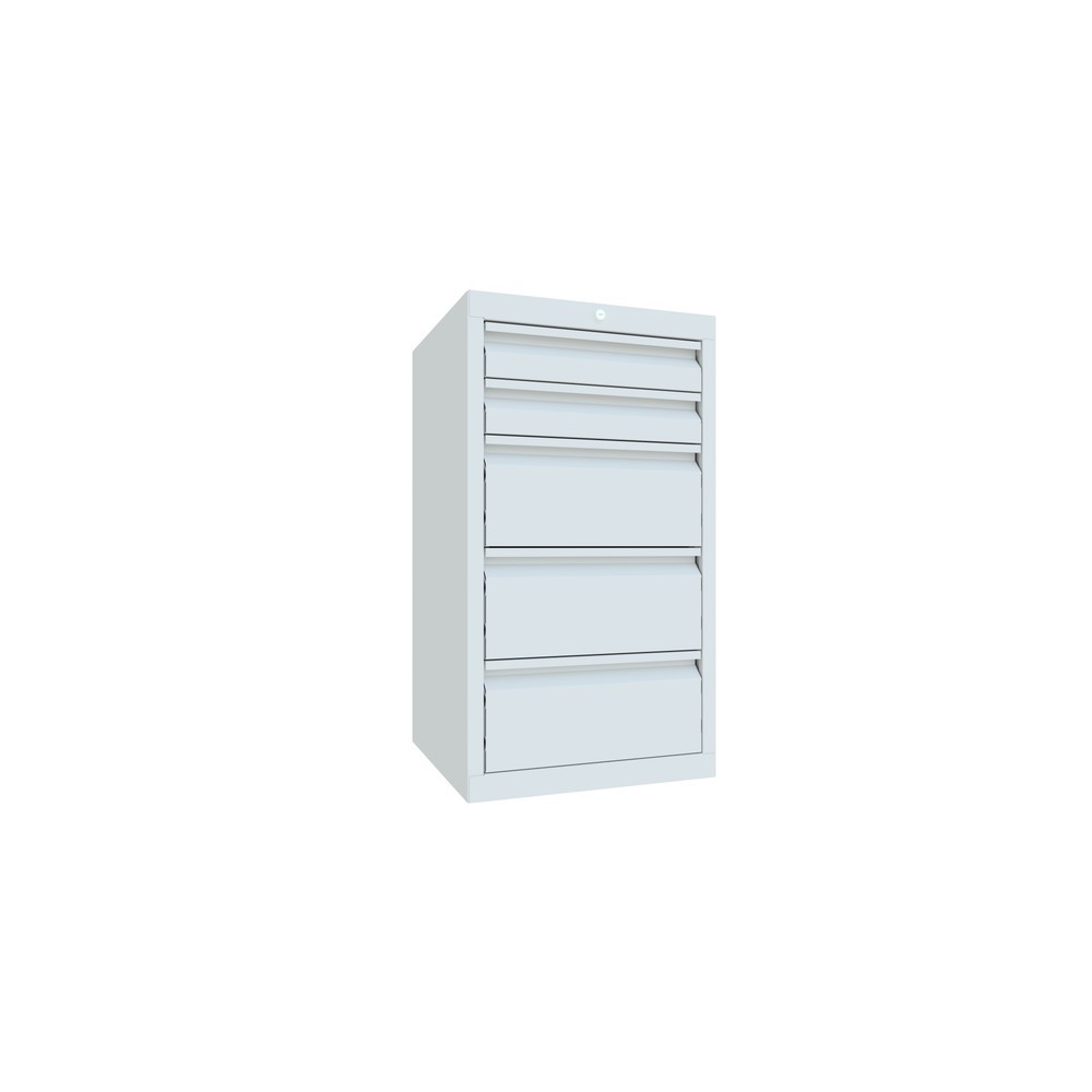 Produktabbildung Nr. 7: PAVOY Leichter Schubladenschrank, Gleitführung, Schubladen 2x100 + 3x200 mm, Breite 500 mm, lichtgrau, lichtgrau