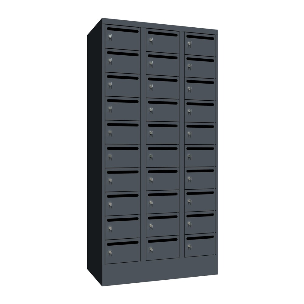 Produktabbildung Nr. 1: PAVOY Postverteilschrank, 3x 10 Fächer, HxBxT 1.850 x 900 x 500 mm, anthrazitgrau, anthrazitgrau