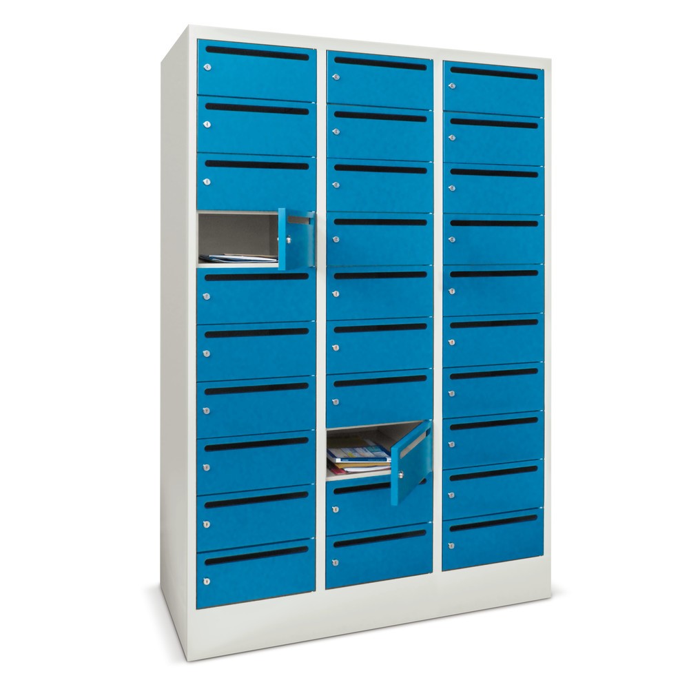 Produktabbildung: PAVOY Postverteilschrank, 2x 10 Fächer, HxBxT 1.850 x 600 x 500 mm, zinkgelb, resedagrün
