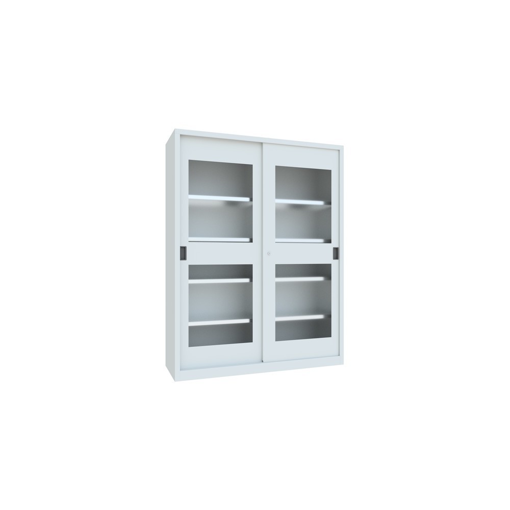 Produktabbildung Nr. 3: PAVOY Schiebetürenschrank mit Sichtfenstern, 8 Fachböden + Trennwand, HxBxT 1.950 x 1.500 x 500 mm, lichtgrau, lichtgrau