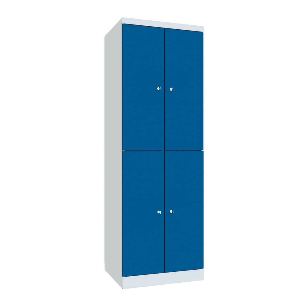 Produktabbildung: PAVOY Schliessfachschrank mit aufschlagenden Türen, 2 x 2 Fächer, HxBxT 1.800 x 600 x 500 mm, enzianblau, lichtgrau
