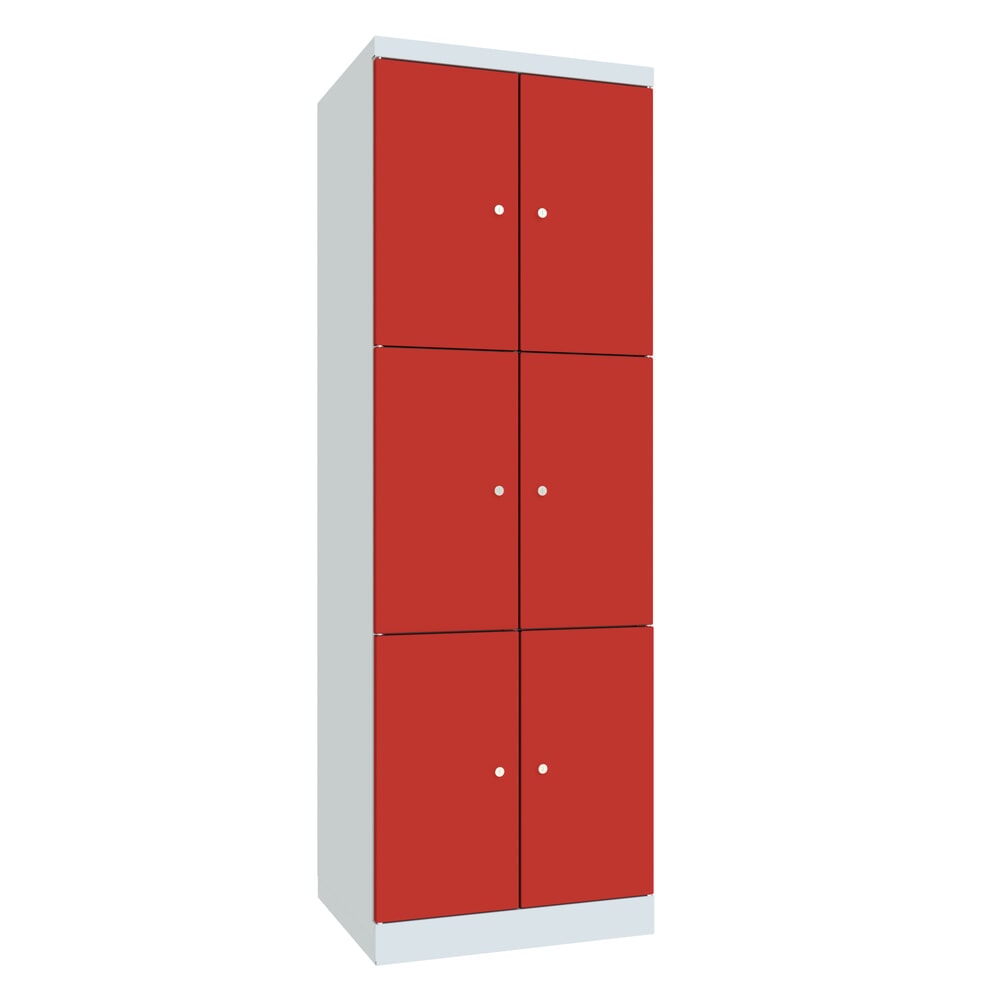 Produktabbildung Nr. 1: PAVOY Schliessfachschrank mit aufschlagenden Türen, 2 x 3 Fächer, HxBxT 1.800 x 600 x 500 mm, feuerrot, lichtgrau