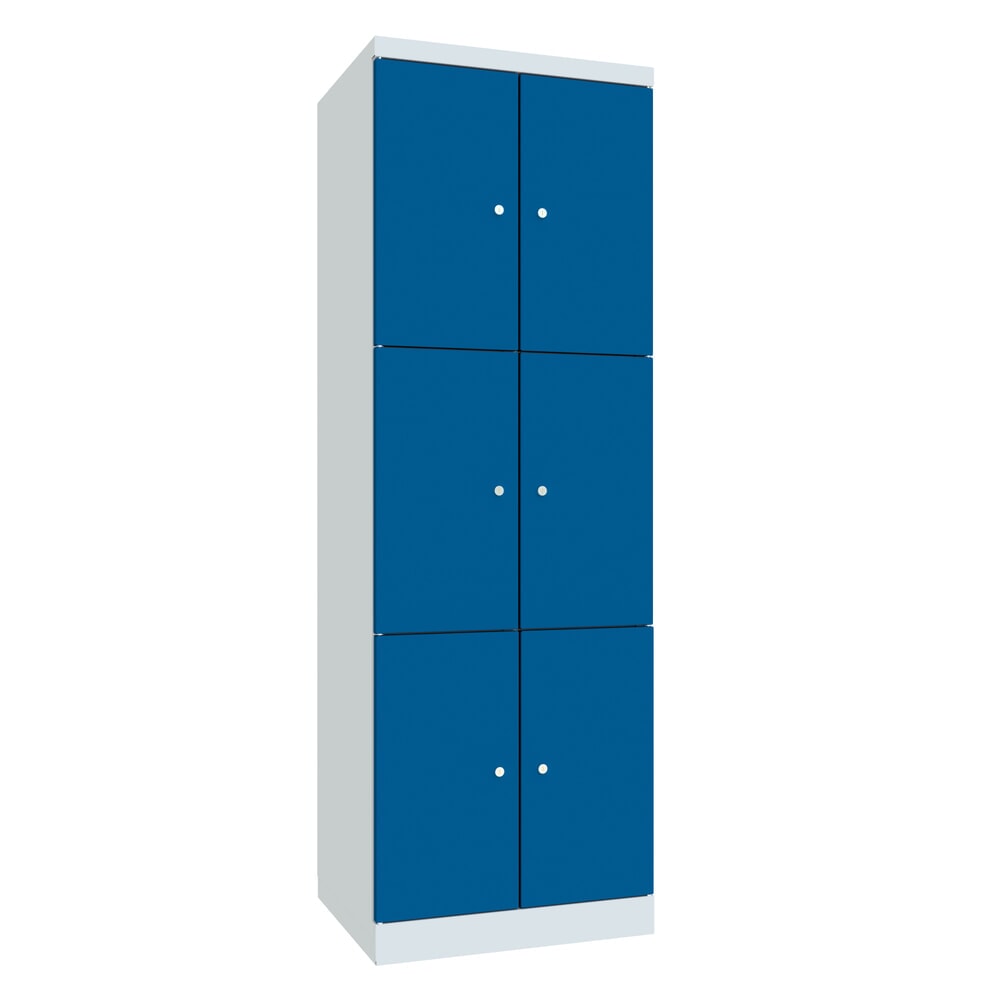 Produktabbildung Nr. 1: PAVOY Schliessfachschrank mit aufschlagenden Türen, 2 x 3 Fächer, HxBxT 1.800 x 600 x 500 mm, enzianblau, lichtgrau