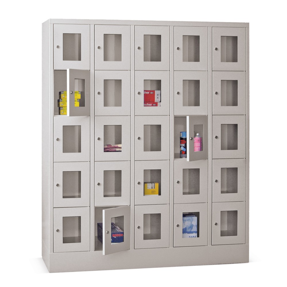 Produktabbildung Nr. 1: PAVOY Schliessfachschrank mit Sichtfenster, 5 x 5 Fächer, HxBxT 1.850 x 1.500 x 500 mm, reinweiss, reinweiss