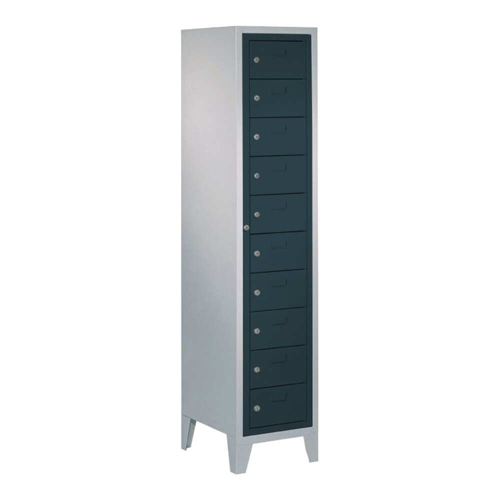 Produktabbildung Nr. 1: PAVOY Schliessfachschrank mit Zentraltür, 1 x 10 Fächer, HxBxT 1.850 x 400 x 500 mm, mit Füssen, anthrazitgrau, lichtgrau