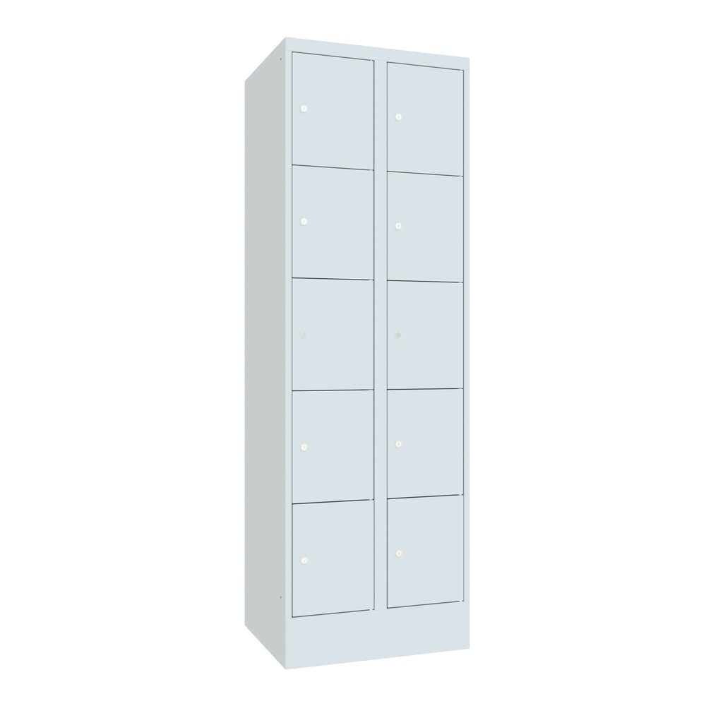 Produktabbildung: PAVOY Schliessfachschrank mit Zylinderschloss, 2 x 5 Fächer, HxBxT 1.850 x 600 x 500 mm, lichtgrau, lichtgrau
