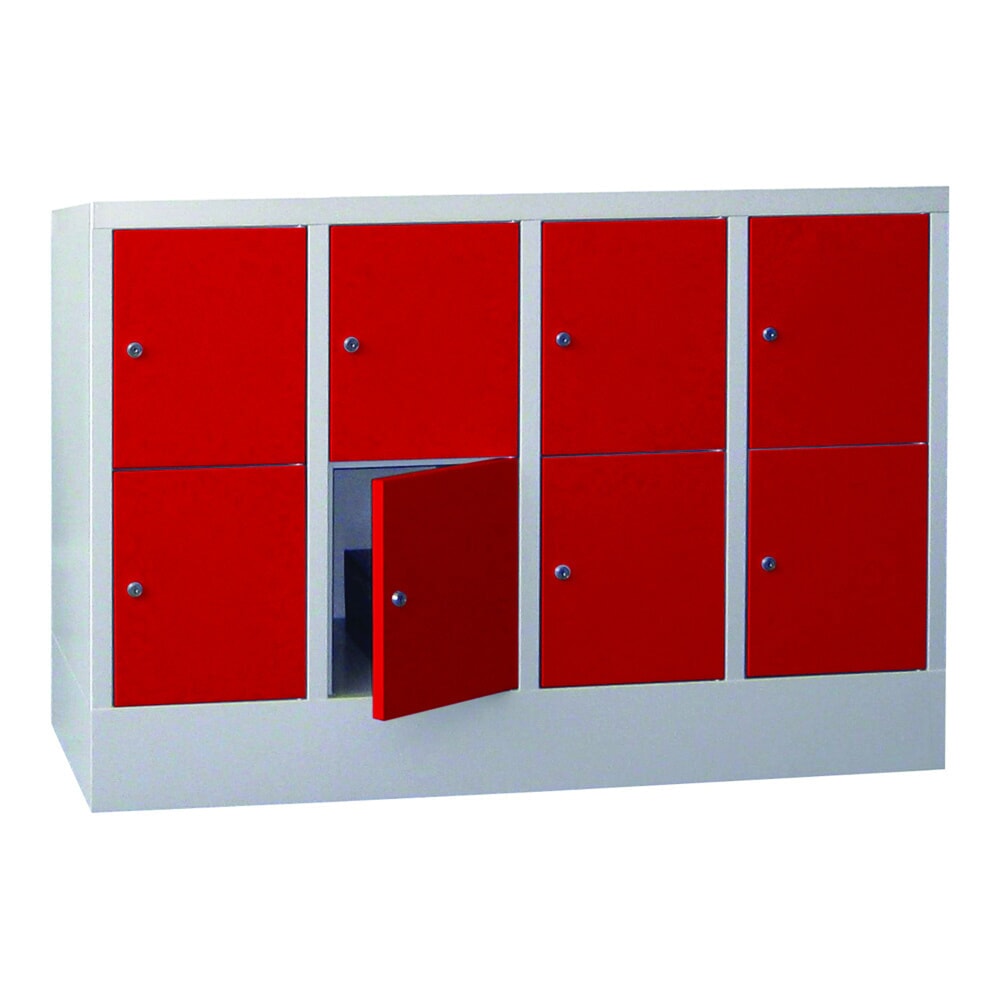 Produktabbildung Nr. 2: PAVOY Schliessfachschrank mit Zylinderschloss, 4 x 2 Fächer, HxBxT 855 x 1.200 x 500 mm, feuerrot, lichtgrau