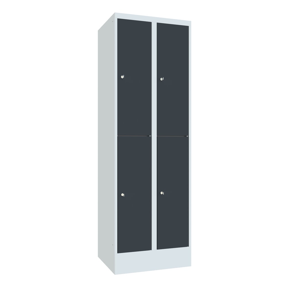 Produktabbildung: PAVOY Schliessfachschrank, 2 x 2 Fächer, HxBxT 1.850 x 600 x 500 mm, anthrazitgrau, lichtgrau