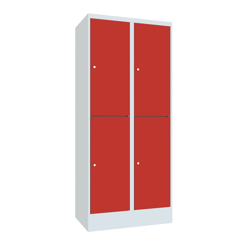 Produktabbildung: PAVOY Schliessfachschrank, 2 x 2 Fächer, HxBxT 1.850 x 800 x 500 mm, feuerrot, lichtgrau