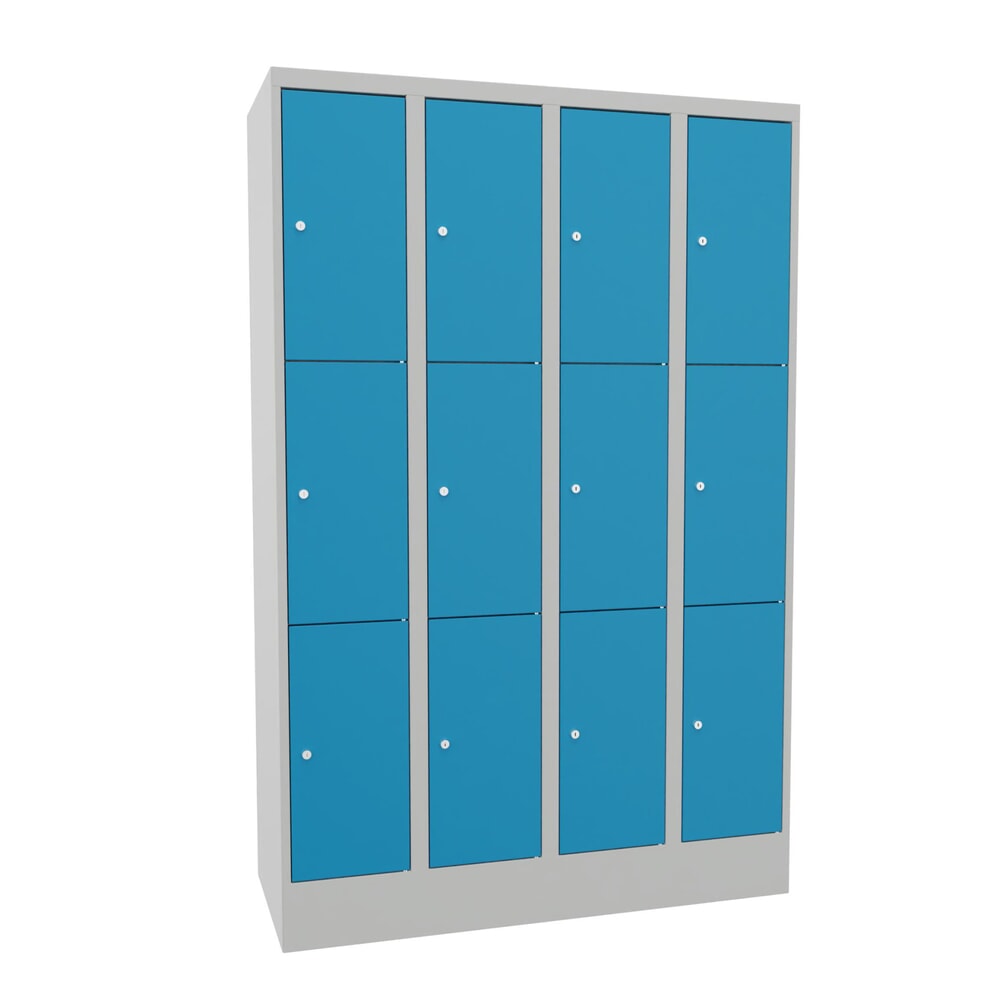 Produktabbildung: PAVOY Schliessfachschrank, 4 x 3 Fächer, HxBxT 1.850 x 1.200 x 500 mm, lichtblau, lichtgrau