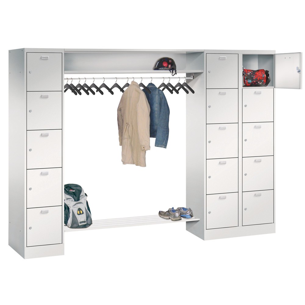 Produktabbildung: PAVOY Schliessfachspind, 1 x 5 Fächer + 1 x 10 Fächer, Zylinderschloss, HxBxT 1.950 x 2.550 x 500 mm, Abteil Breite 400 mm