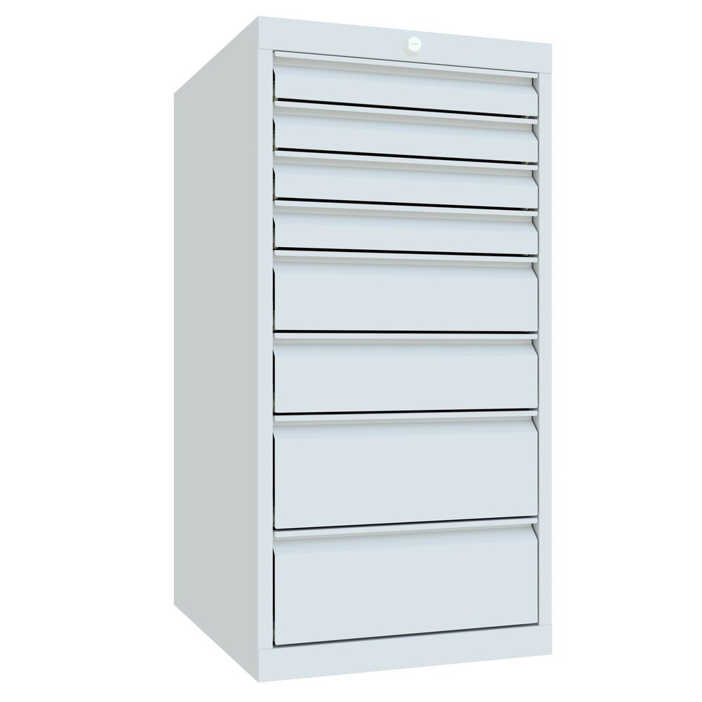 Produktabbildung Nr. 2: PAVOY Schubladenschrank, Höhe 1.000 mm, Schubladen 4x75 + 2x125 + 2x175 mm, Breite 500 mm, lichtgrau, lichtgrau