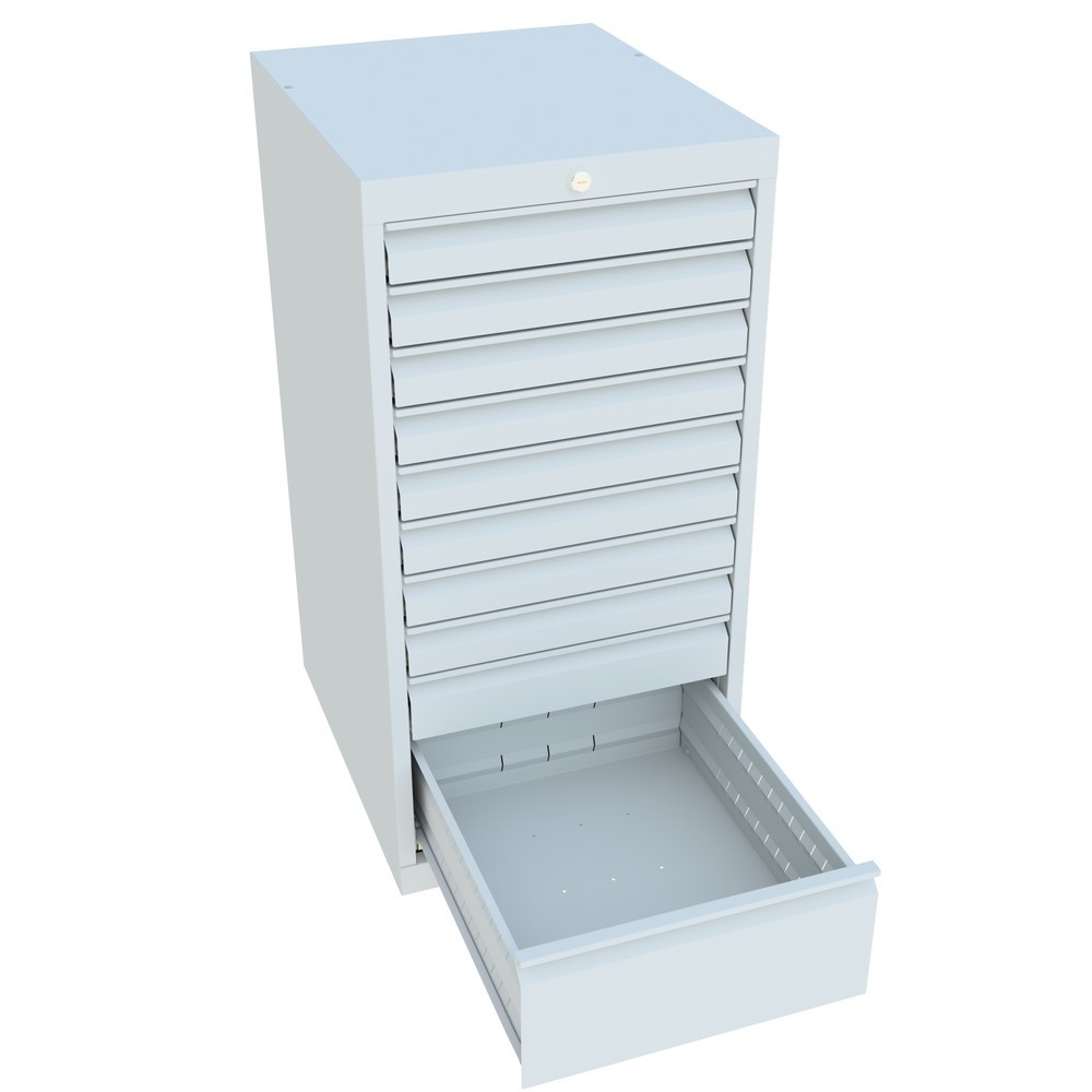 Produktabbildung Nr. 3: PAVOY Schubladenschrank, Höhe 1.000 mm, Schubladen 8x75 + 1x100 + 1x200 mm, Breite 500 mm, lichtgrau, lichtgrau